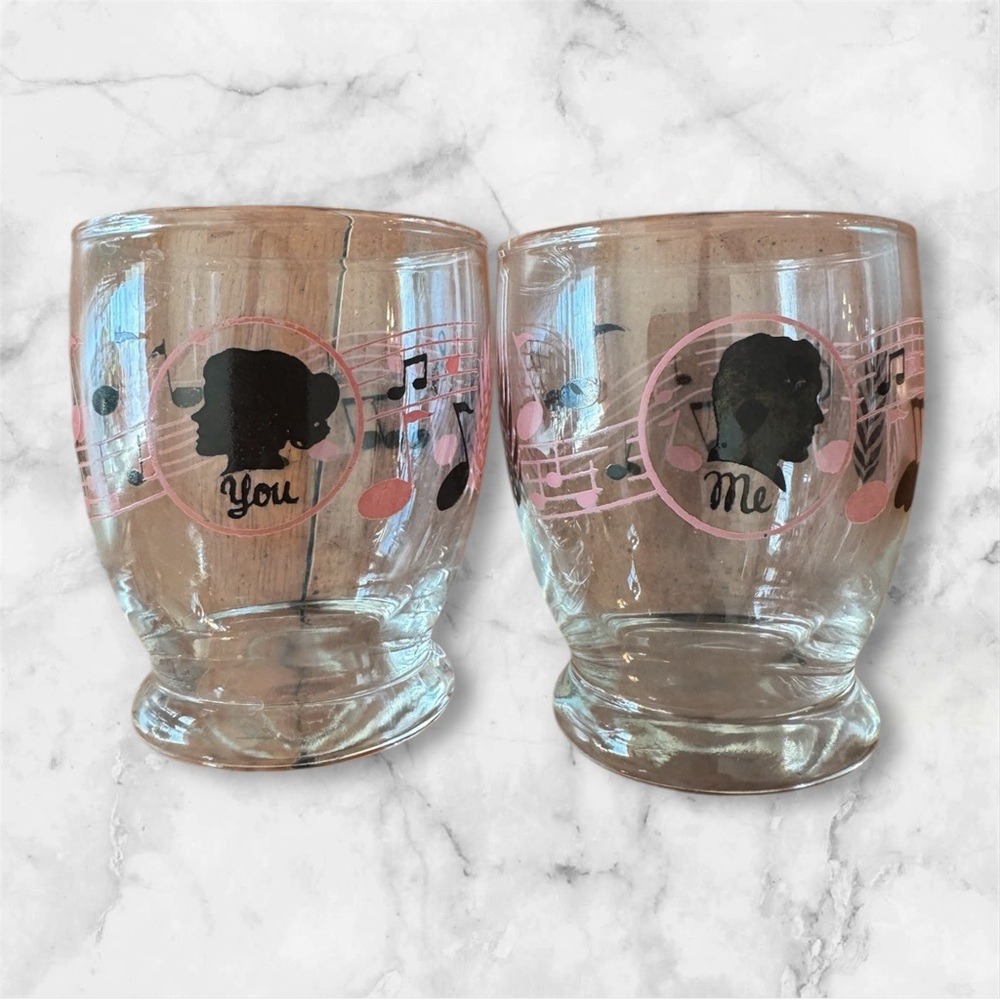 Vintage  Retro Mr. & Mrs. Bartender Shot Glasses 50's pre-owned